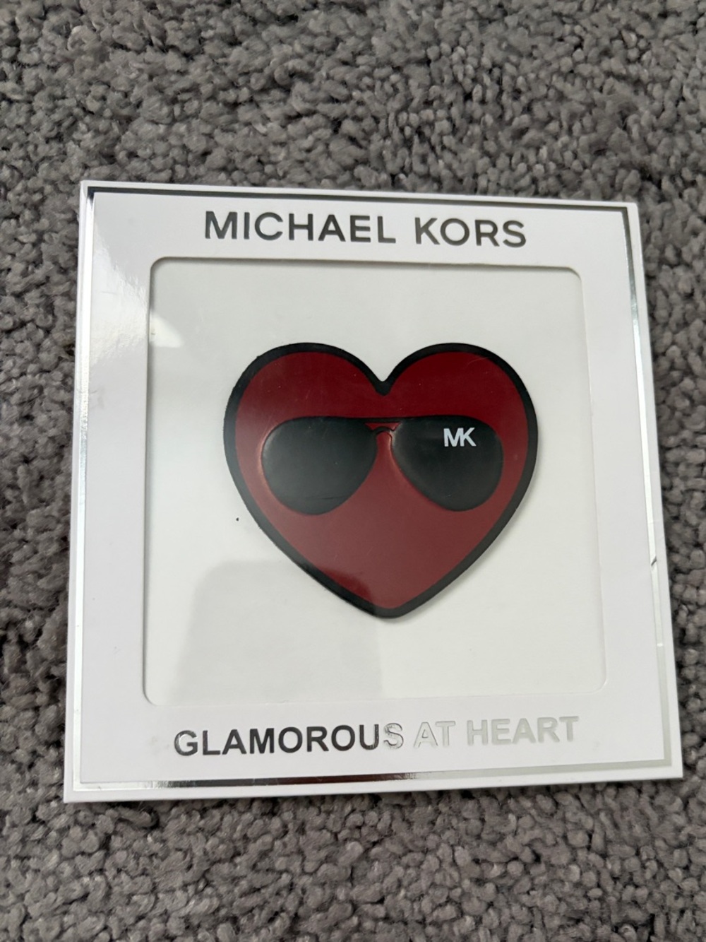 Michael Kors Red Heart with Black Sunglasses Accent Leather Sticker